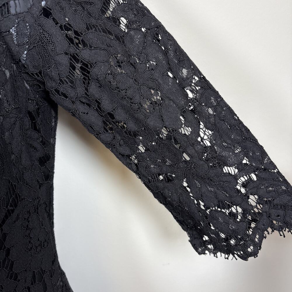 Eliza J Sheer Lace Overlay Black Cocktail Dress Sz 2 LBD Lined Goth Witchy - Picture 5 of 16